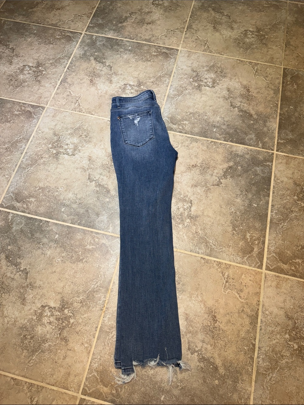 Judy Blue Distressed Dark Blue Flare Jeans - Picture 4 of 4